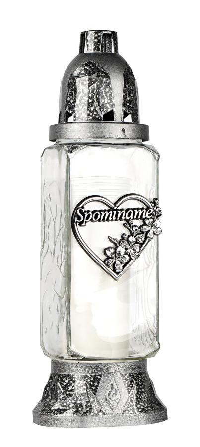 Kahanec Grave, sklo, Spomíname - srdce, 28 h, 80 g, 27 cm, na hrob