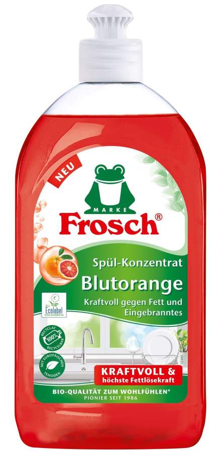 Prostriedok Frosch, na umývanie riadu, červený pomaranč, 500 ml