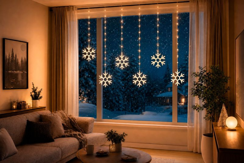 Reťaz MagicHome Vianoce, časovač, snehové vločky, 96xLED, teplá biela, 8+5funkcií, 3,5 m, IP44