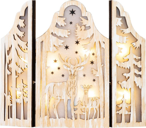 Dekorácia MagicHome Vianoce, Jelene, 8xLED teplá biela, 2xAAA, IP20, 9x8x38 cm