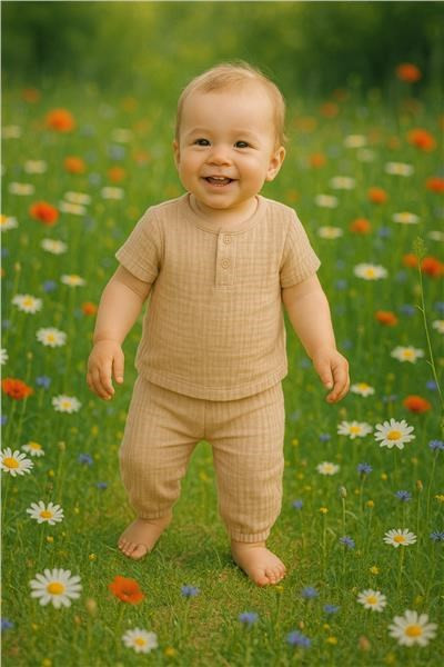 Kojenecká mušelínová súprava tričko a nohavice New Baby beige 86 (12-18m) 4