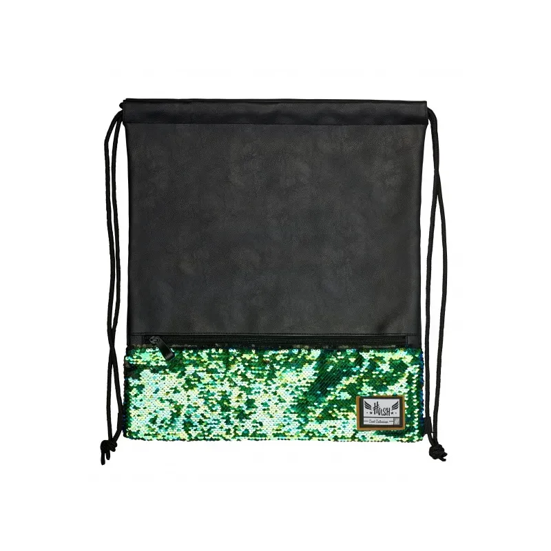 Luxusné koženkové vrecúško / taška na chrbát HASH, Green Sequins, HS-135, 507019022