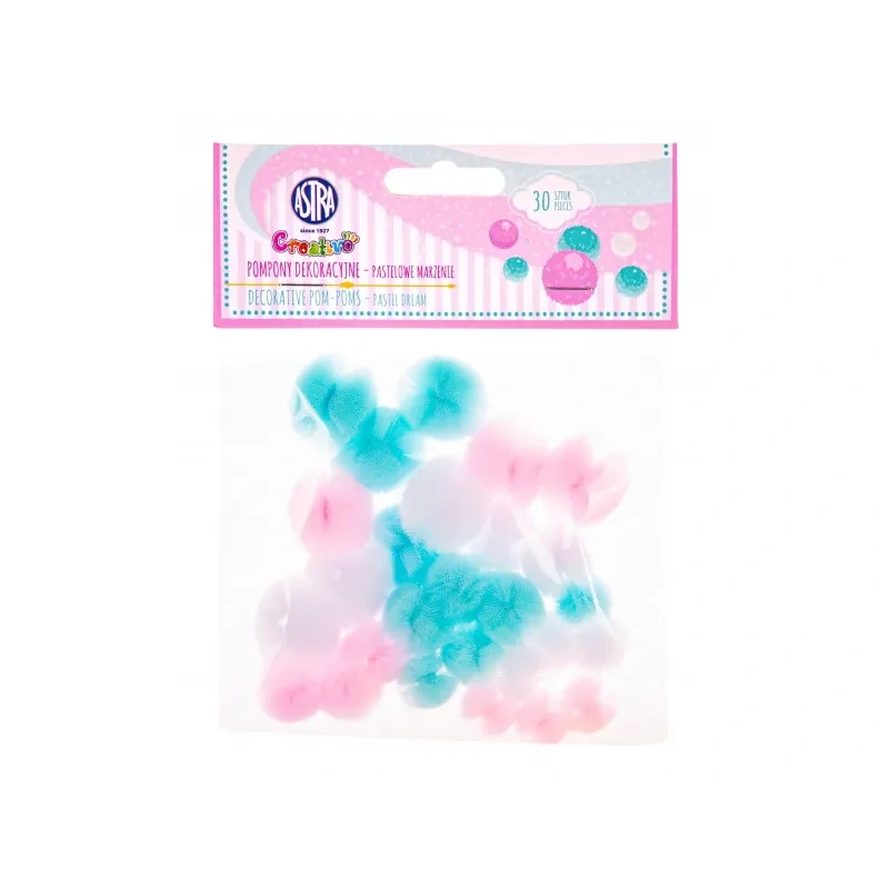 CREATIVO Silonové POMPOM guličky PASTEL DREAM, 30ks, 335122008 1