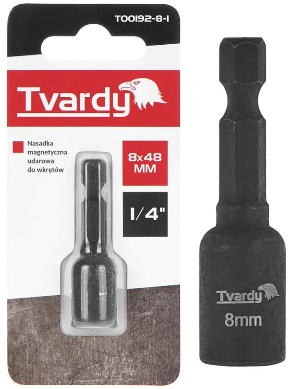 Adaptér úderový 1/4" 6 hran magnetický 8 x 48 mm, TVARDY