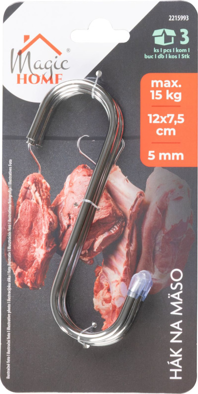 Hák na mäso MagicHome, bal 3ks, nerez, 12x7.5 cm, pr. 5 mm 2