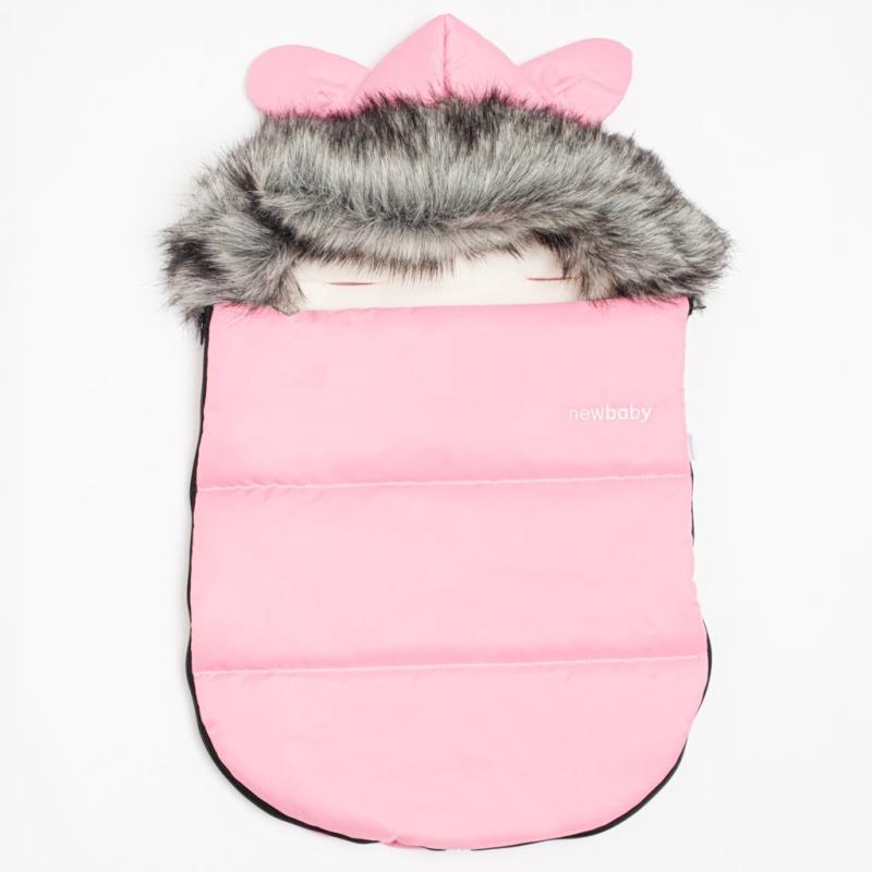 Luxusný zimný fusak s kapucňou s uškami New Baby Alex Fleece pink