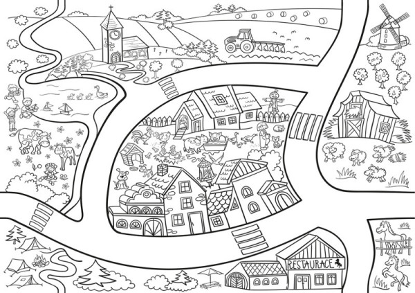 Fakt veľká omaľovánka Dedina 1