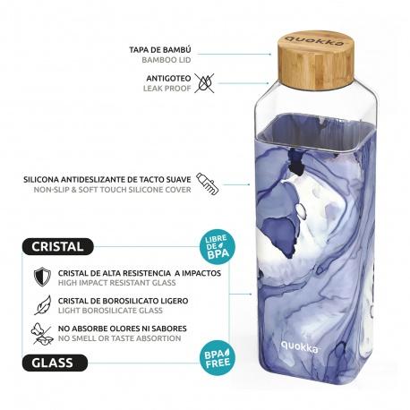 QUOKKA STORM Sklenená fľaša so silikónovým povrchom LIQUID, 700ml, 40021