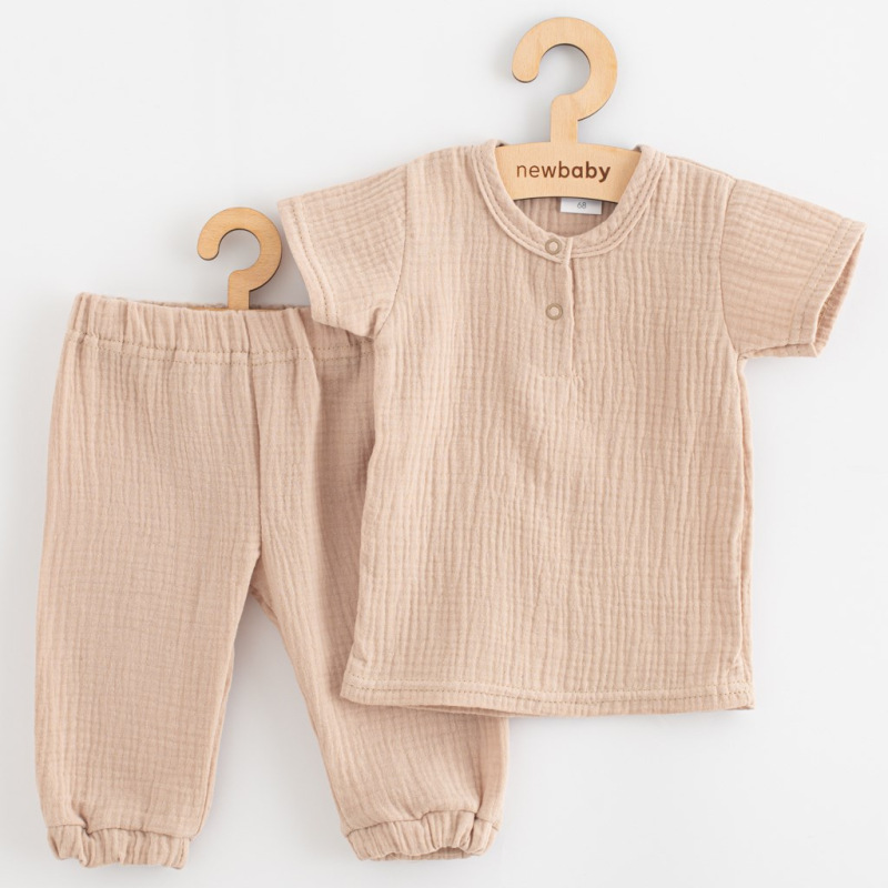 Kojenecká mušelínová súprava tričko a nohavice New Baby beige 62 (3-6m)