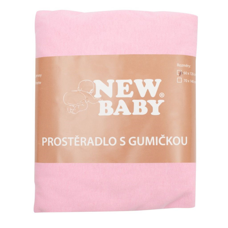 Jersey prestieradlo do postieľky New Baby 120x60 ružové 2