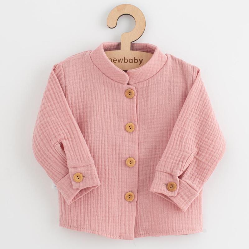 Dojčenská mušelínová košeľa New Baby Soft dress ružová 56 (0-3m)