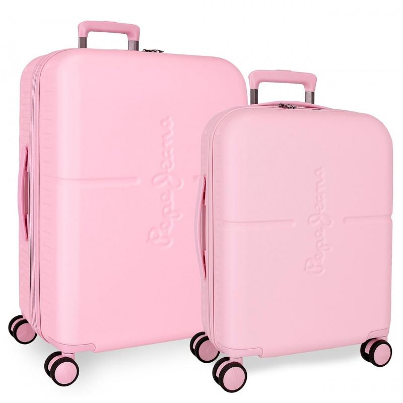 PEPE JEANS Highlight Light Pink, Sada luxusných ABS cestovných kufrov 70cm/55cm, 768952C