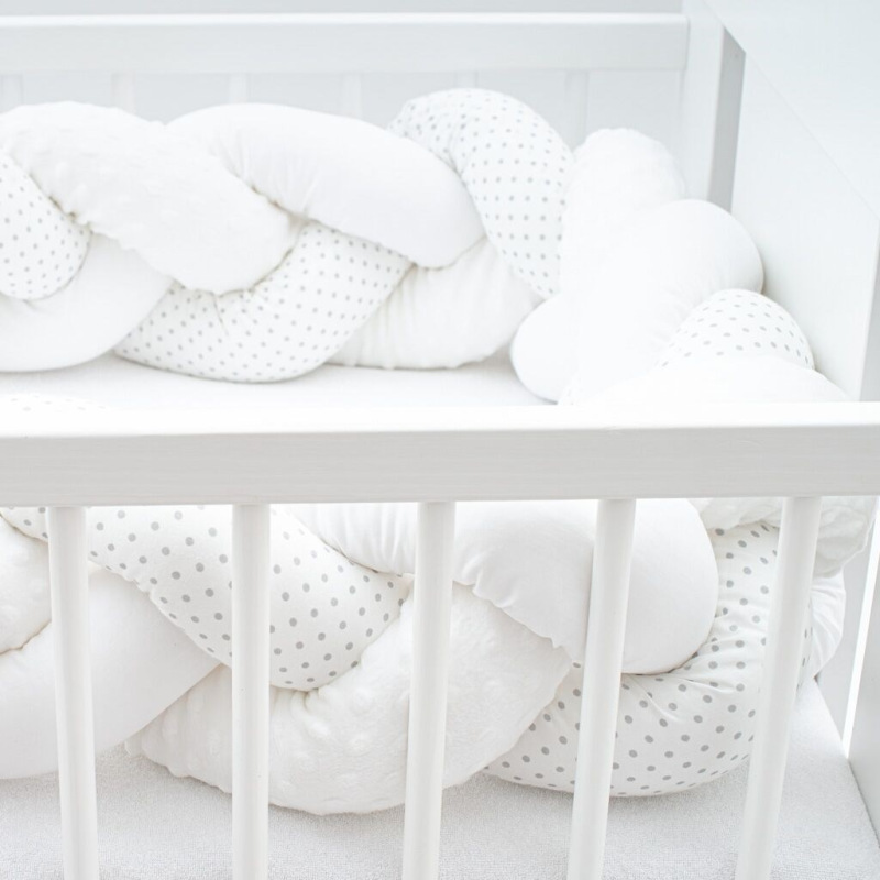 Ochranný mantinel do postieľky vrkoč New Baby Minka a Bodky sivý 2