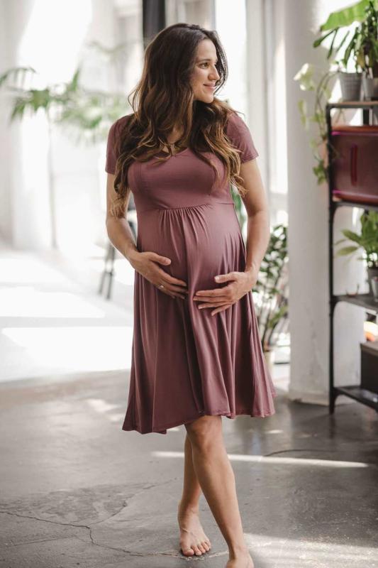 Tehotenské a dojčiace šaty Mommy Chic milk & love ružovo hnedá M