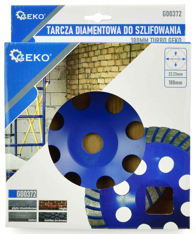Brúsny diamantový kotúč 180 x 22 mm TURBO, bez závitu, GEKO 2