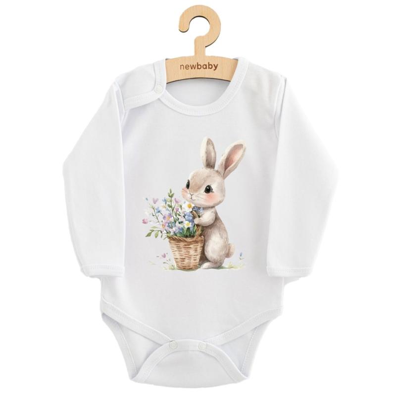 Detské body s potlačou New Baby Králiček s kvetinkami 80 (9-12m) 1