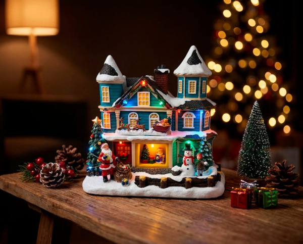 Dekorácia MagicHome Vianoce, Domček, LED, 3xAA, 20x13x23 cm 2