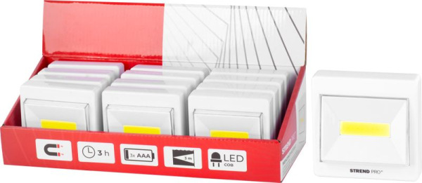 Svietidlo Strend Pro Switchlight C1062, 3W COB 100 lm, 3xAAA, vypínač, Sellbox 12 ks