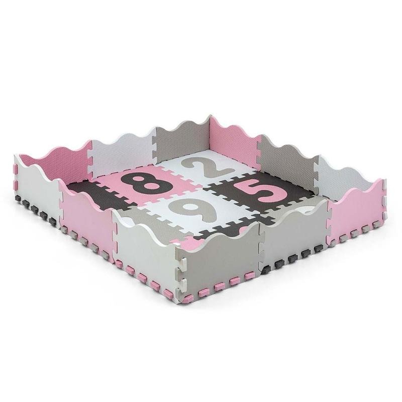 Penové puzzle podložka ohrádka Milly Mally Jolly 3x3 Digits Pink Grey