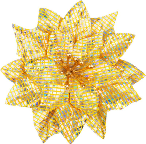 Kvet MagicHome Vianoce, poinsettia, zlatý, 12 cm