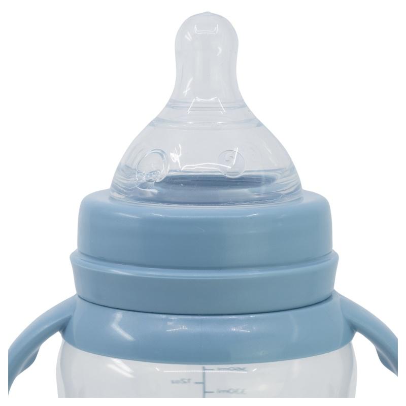 STOR Dojčenská fľaša s rúčkami Mickey Mouse Baby Blue, 360ml, 10+, 10404