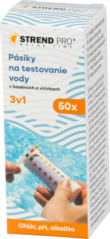 Pásiky na testovanie vody Strend Pro, 50x, 3v1- chlór/pH/alkalita, tester, sellbox 1