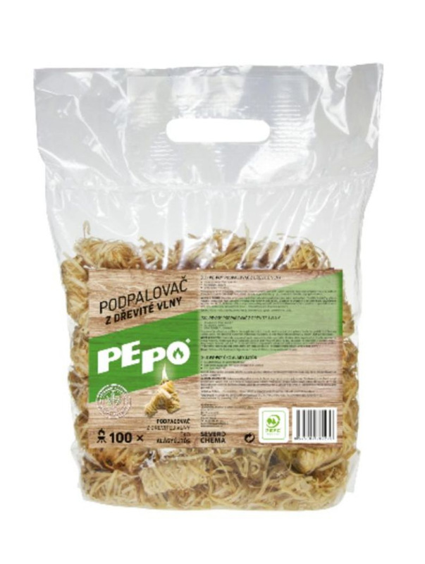 Podpaľovač PE-PO® drevitá vlna, 100 ks, rozpaľovač na gril, kachle, krby, pece 1