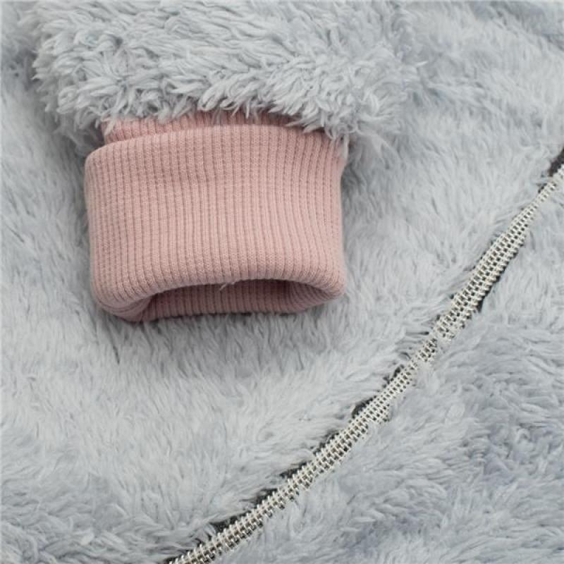 Luxusný detský zimný overal New Baby Teddy bear šedo ružový 68 (4-6m)