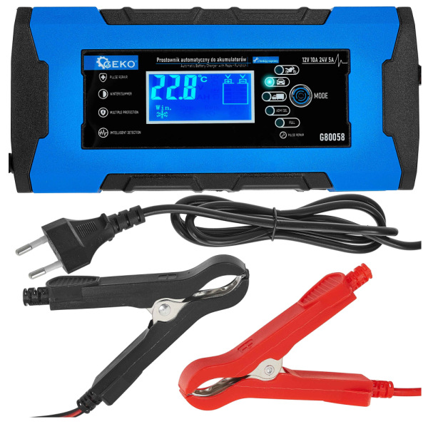 Nabíjačka autobatérii s funkciou opravy, 230 V, 12/24V, intenzita prúdu 10A, AGM/GEL, GEKO