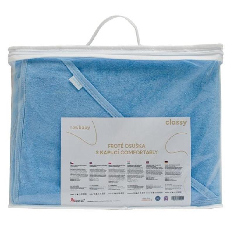 Detská luxusná froté osuška s kapucňou New Baby Comfortably 100x100 cm blue