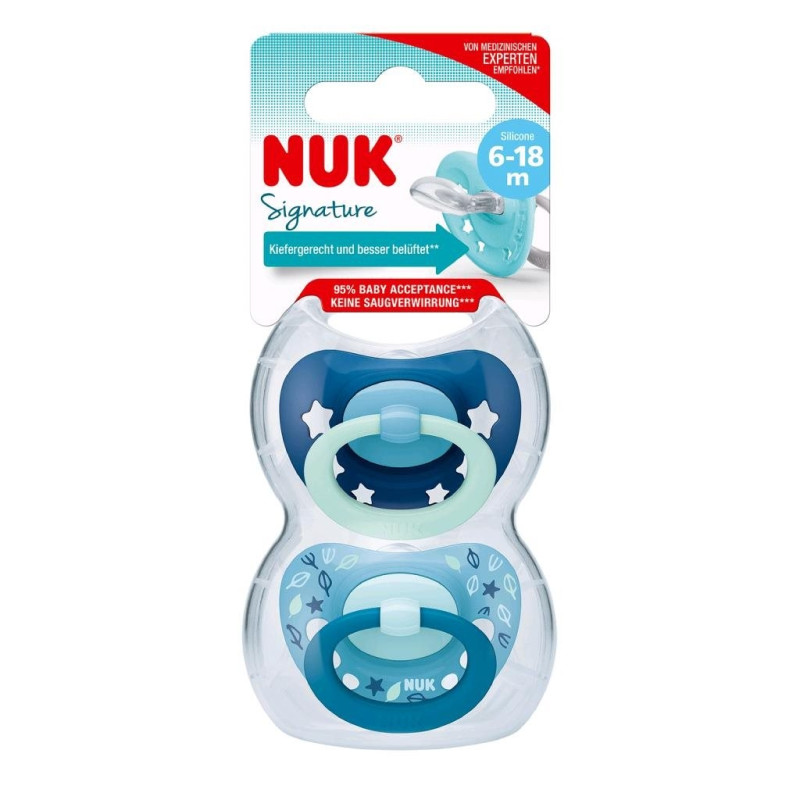 Dojčenský cumlík NUK Signature 6-18m 2ks chlapec 6-18 m 1