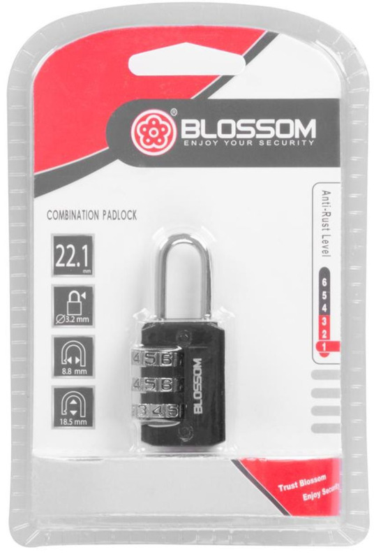 Zámok Blossom NL2321, 21 mm, Zn, číselný na kód, visiaci 3