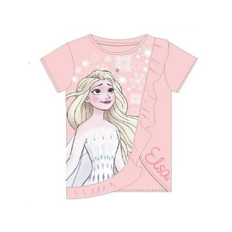 Dievčenské bavlené tričko DISNEY FROZEN, ružové - 8 rokov (128cm)