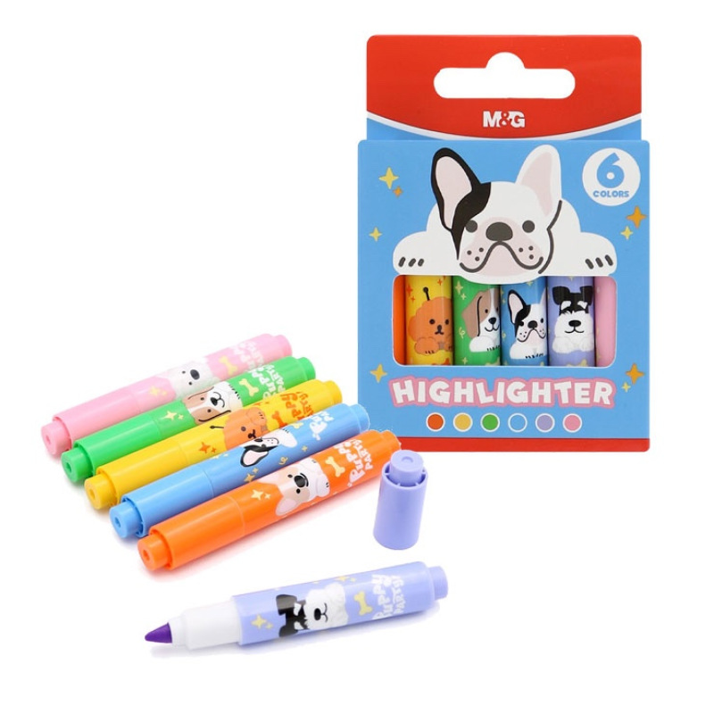 Zvýrazňovač M&G Mini Puppy Party! - sada 6 ks