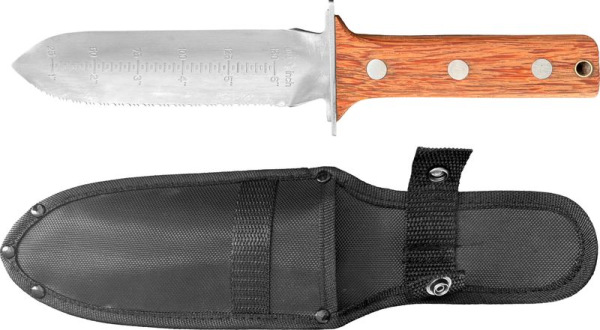 Nôž Strend Pro Premium, HORI HORI, záhradný, s púzdrom, drevená rúčka, univerzal