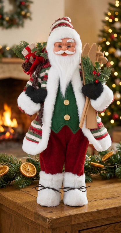 Dekorácia MagicHome Vianoce, Santa s lyžami, 46 cm 1