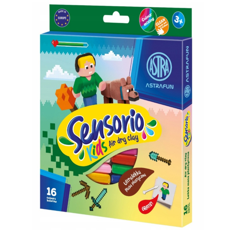 Modelovacia hmota (air dry clay) Sensorio Kids Pixel, 16 farieb, 336124023