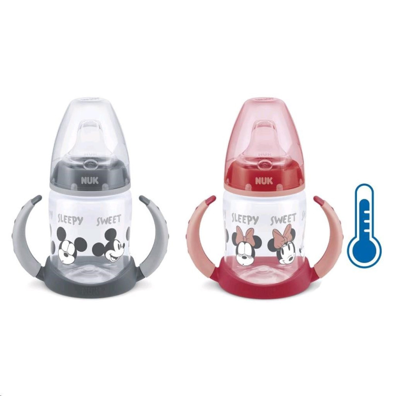 Dojčenská fľaša na učenie NUK Disney Mickey s kontrolou teploty 150 ml červená 1