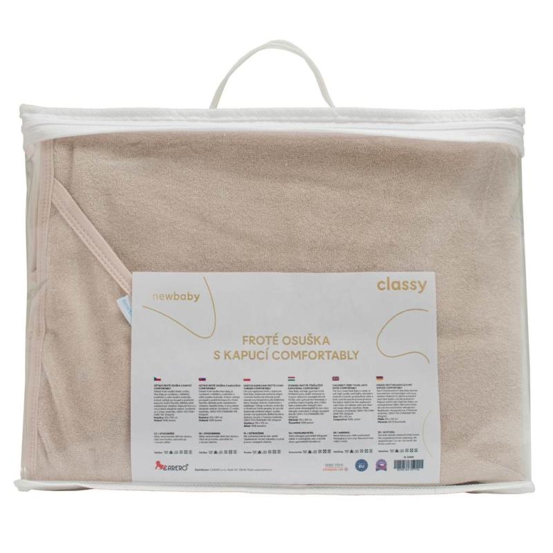 Detská luxusná froté osuška s kapucňou New Baby Comfortably 100x100 cm beige