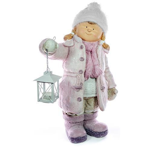 Postavička MagicHome Vianoce, Dievčatko s lampášikom, magnesia