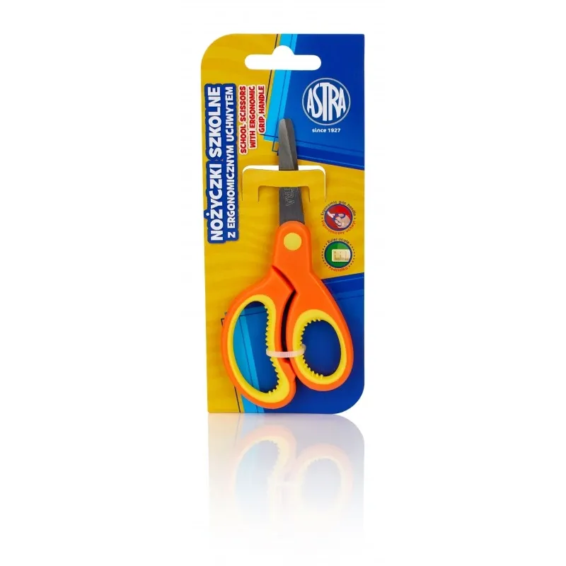ASTRA Školské ergonomické nožnice pre pravákov 13cm, blister, oranžová, 407118005
