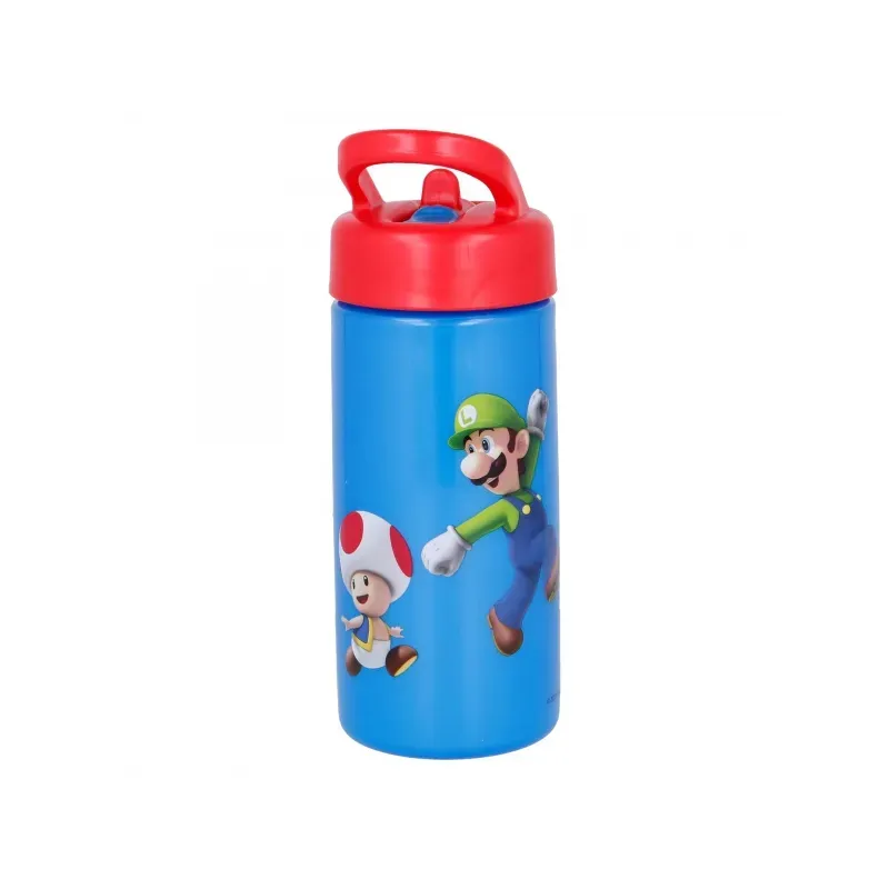 STOR Plastová fľaša s výsuvnou slamkou SUPER MARIO, 410ml, 21401