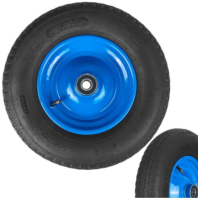 Nafukovacie koleso s ložiskami, otvor 20 mm, priemer 39 cm, šírka 8,5 cm, modré, s oskou