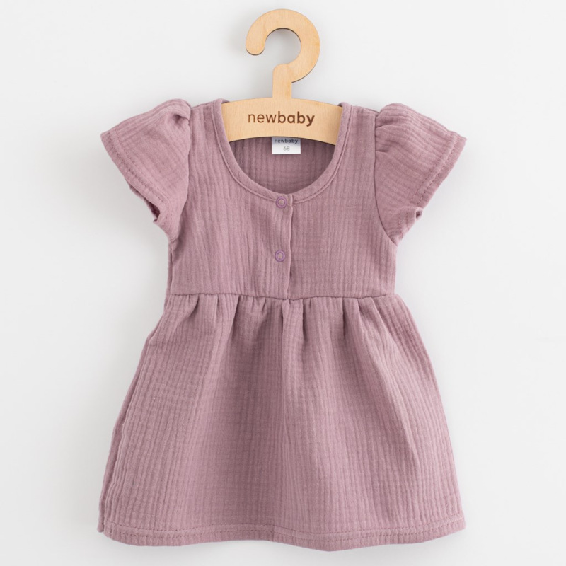 Dojčenské mušelínové šaty New Baby lavender 68 (4-6m)