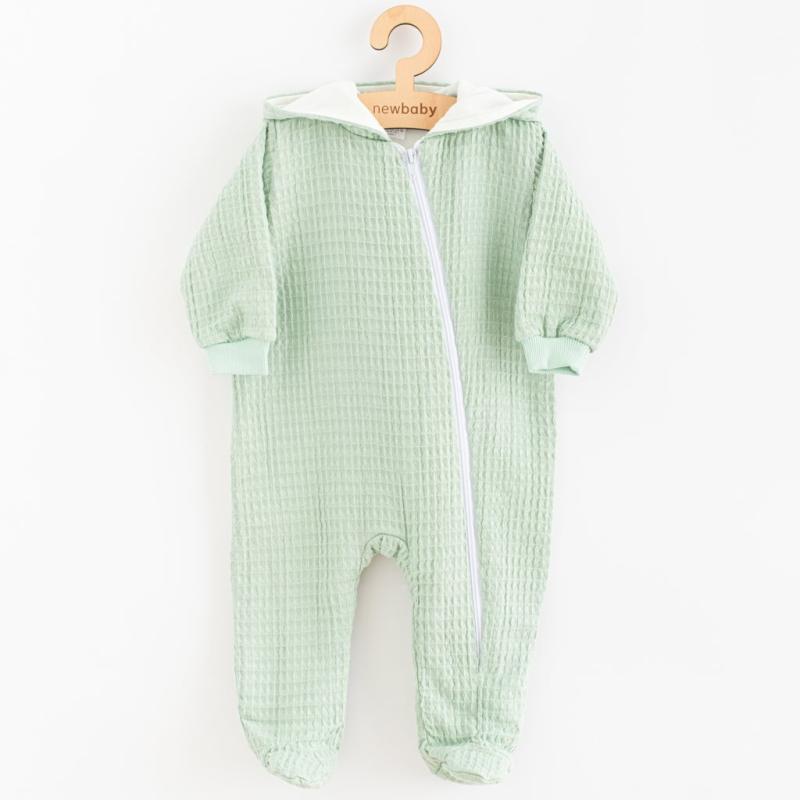 Dojčenský mušelínový overal s kapucňou New Baby Comfort clothes šalviová 56 (0-3m)