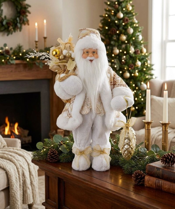 Dekorácia MagicHome Vianoce, santa, textil, zlatý, 28x37x80 cm 1