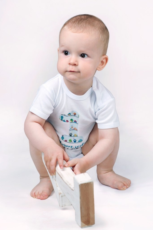 Body s potlačou New Baby Už mám 1 rok modré 80 (9-12m) 1