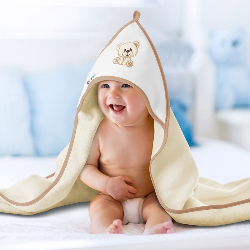 Detská osuška 100x100 Akuku bežová s medvedíkom 2