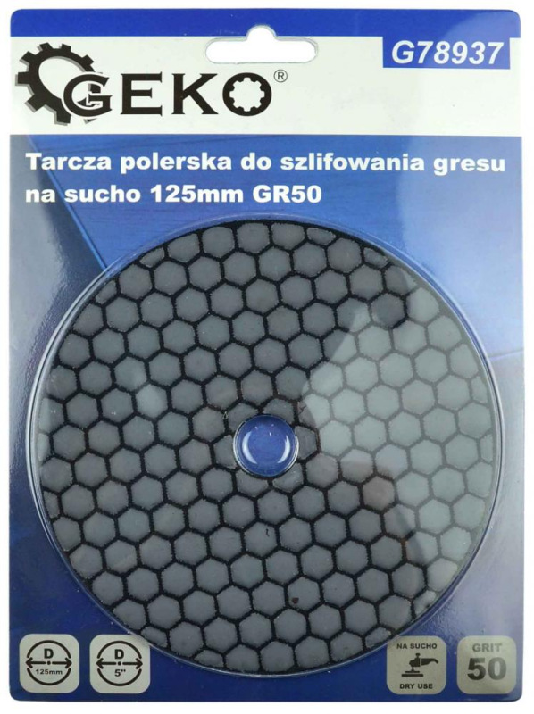 Brúsny diamantový kotúč 125 mm, zrno 50 suchý zips, brúsenie na sucho, GEKO 3
