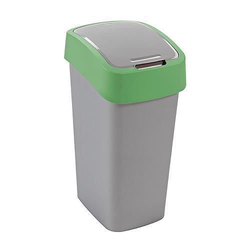 Kôš Curver® FLIP BIN 25 lit., šedostrieborný/zelený, na odpad